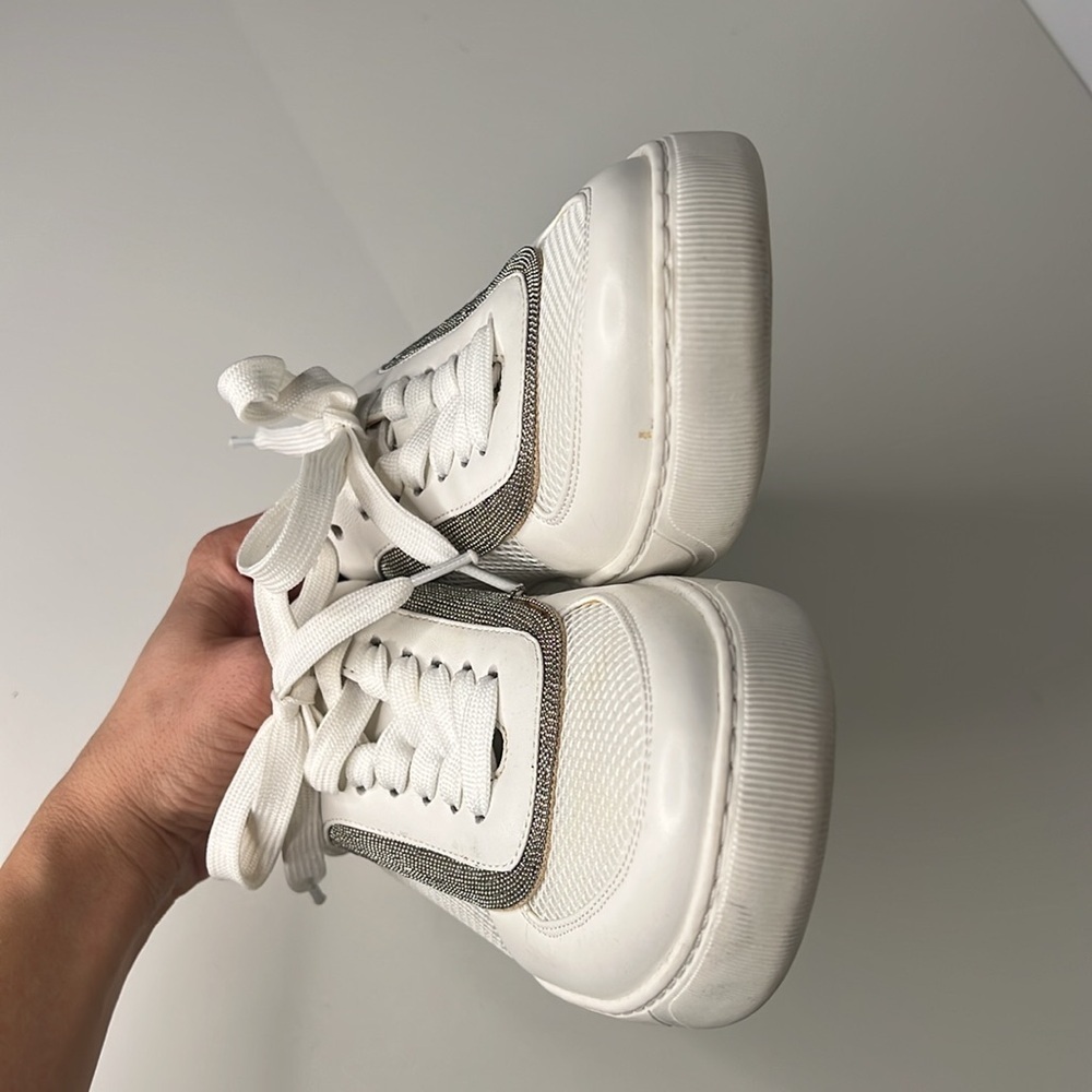 Vaneli Chico white tennis shoes size 9 women’s beaded leather sneakers - Picture 6 of 11